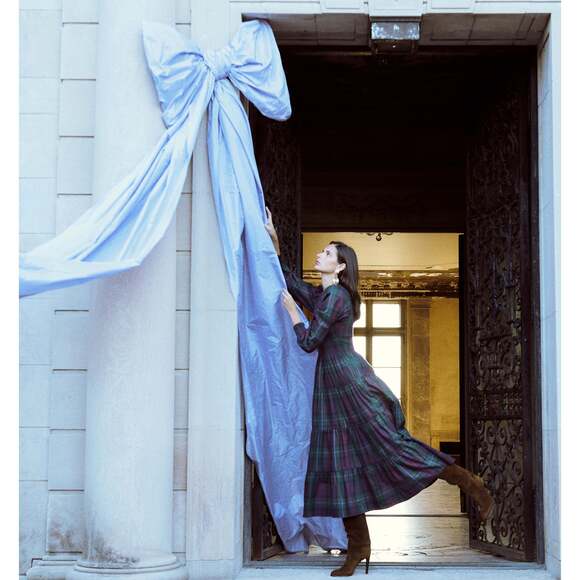 Hill House Plaid Midi Dress - Green and Navy - Picture 3 of 3